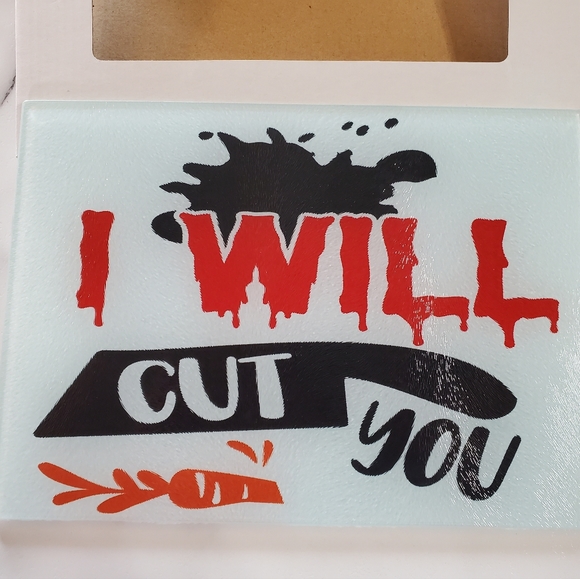 I WILL CUT You Glass Cutting Board - Picture 2 of 7